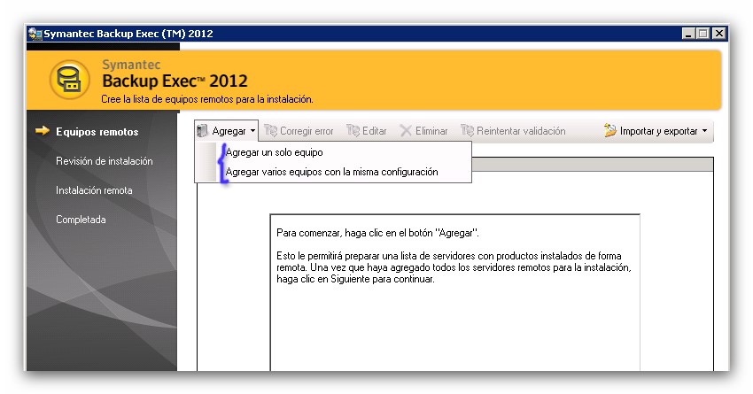Despliegue de agentes Remote Agent con Symantec Backup Exec 2012 V-Ray