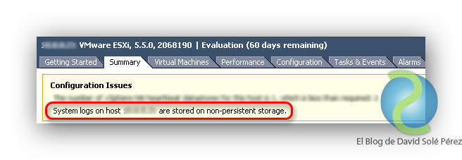 System logs on host are stored on non-persistent storage