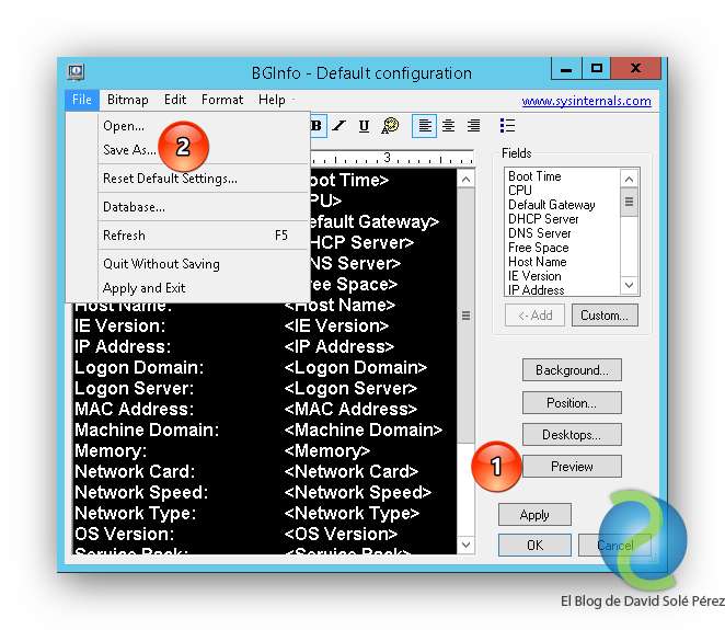 Configurar BGInfo en servidores de Active Directory